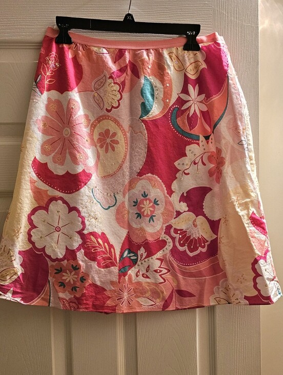 New York & Company Dresses & Skirts - New York & Company Fuchsia and Coral Floral A-Line Skirt